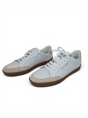 Saint Laurent White and Brown Low-Top Sneakers